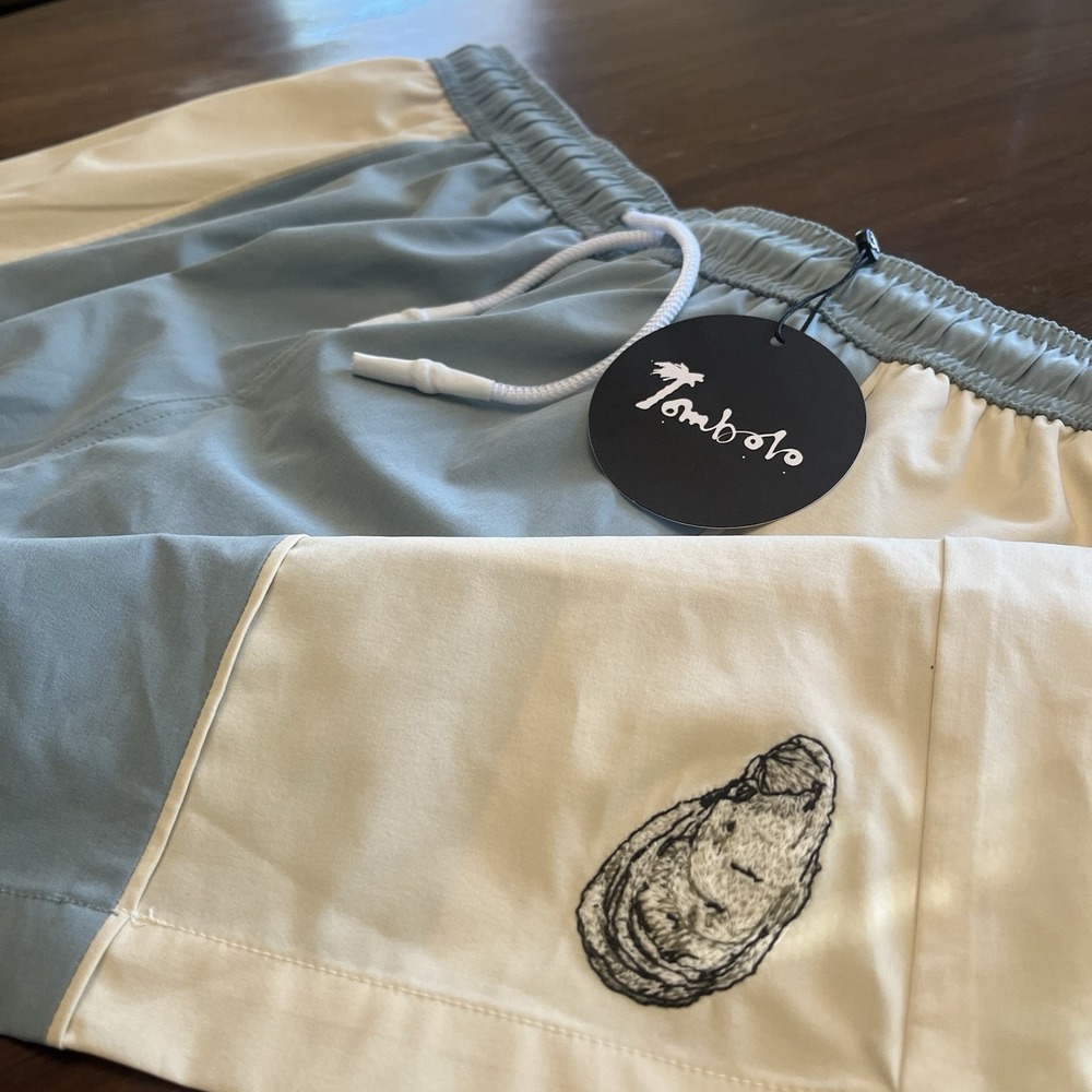 Tombolo Pearl Diver Billion Oyster Project Shorts Mens XL Blue White Mesh Lined